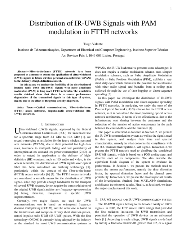 (PDF) Distribution of IR-UWB Signals With PAM Modulation in Long-Reach ...