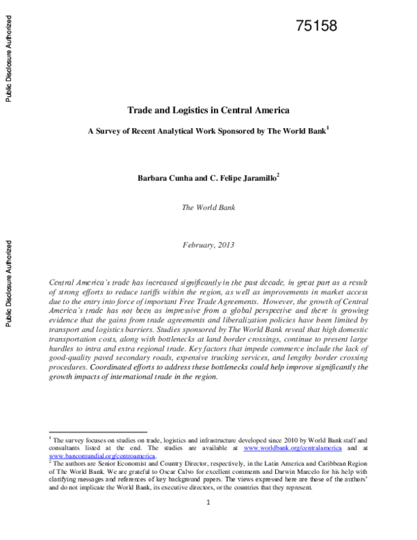 (PDF) Trade and logistics in Central America