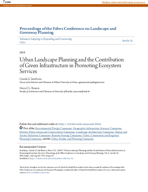(PDF) Urban Landscape Planning and the Contribution of Green ...