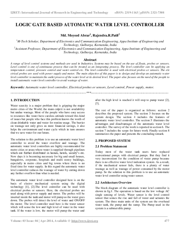 (PDF) Logic Gate Based Automatic Water Level Controller Moyeed Abrar