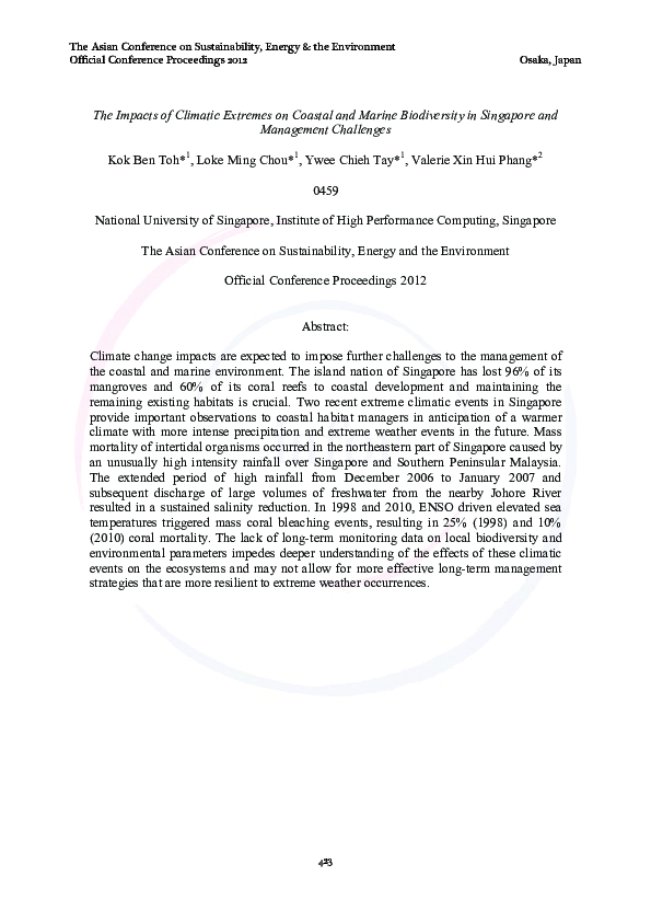 (PDF) The Impacts of Climatic Extremes on Coastal and Marine ...