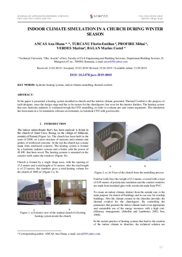 (PDF) Indoor Climate Simulation in a Church During Winter Season