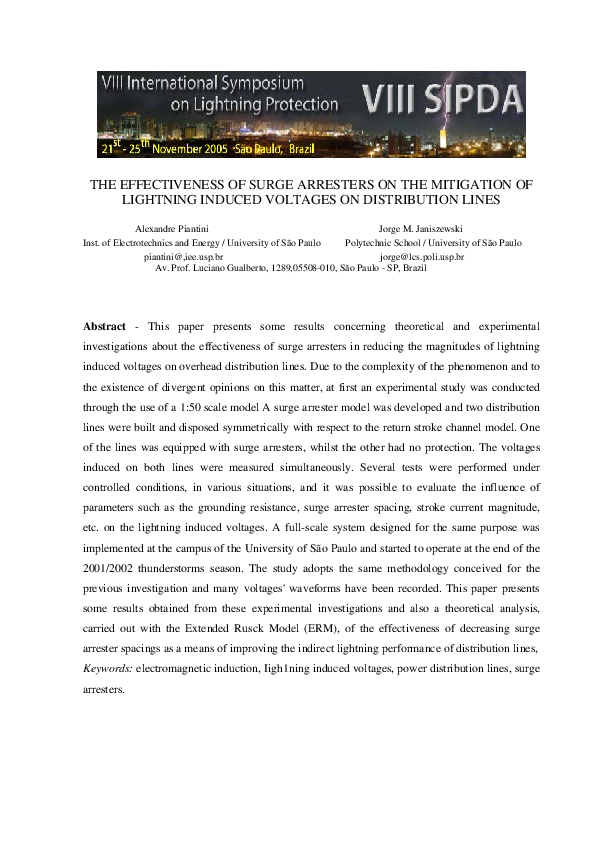(PDF) The Effectiveness of Surge Arresters on the Mitigation of ...