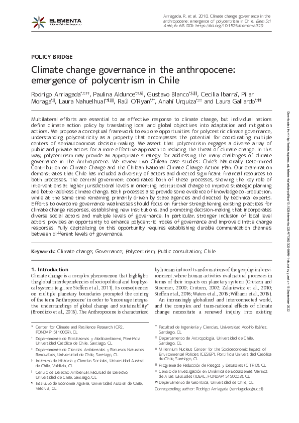 (PDF) Climate change governance in the anthropocene: emergence of ...