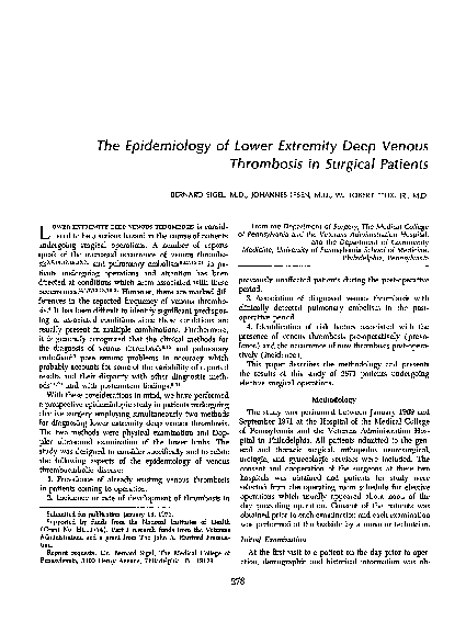 (PDF) The Epidemiology of Lower Extremity Deep Venous Thrombosis in ...