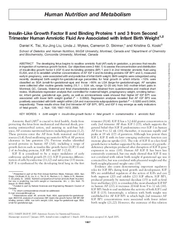 (PDF) Insulin-Like Growth Factor II and Binding Proteins 1 and 3 from ...