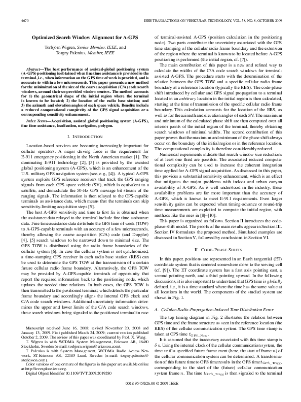 (PDF) Optimized Search Window Alignment for A-GPS