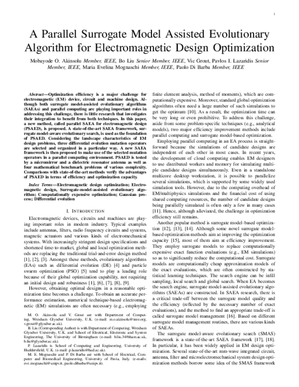 (PDF) A Parallel Surrogate Model Assisted Evolutionary Algorithm for ...