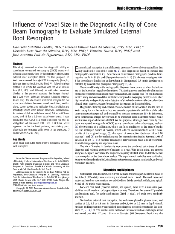 (PDF) Influence of Voxel Size in the Diagnostic Ability of Cone Beam ...