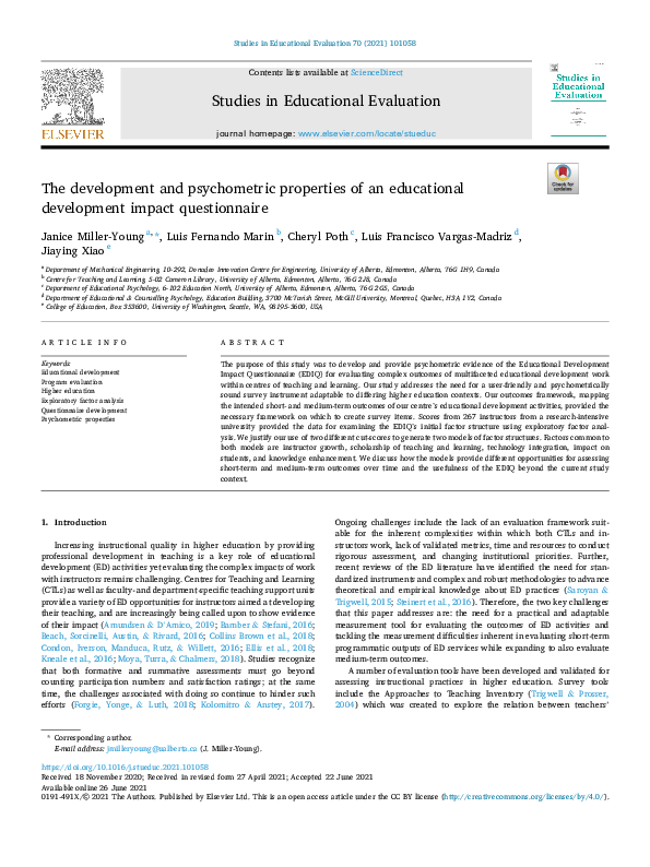 (PDF) The development and psychometric properties of an educational ...