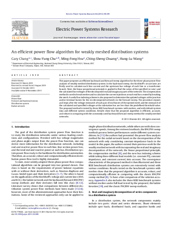 (PDF) An efficient power flow algorithm for weakly meshed distribution ...