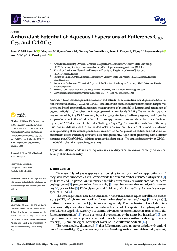 (PDF) In vitro Antioxidant Potential Evaluation of Non-Functionalized ...