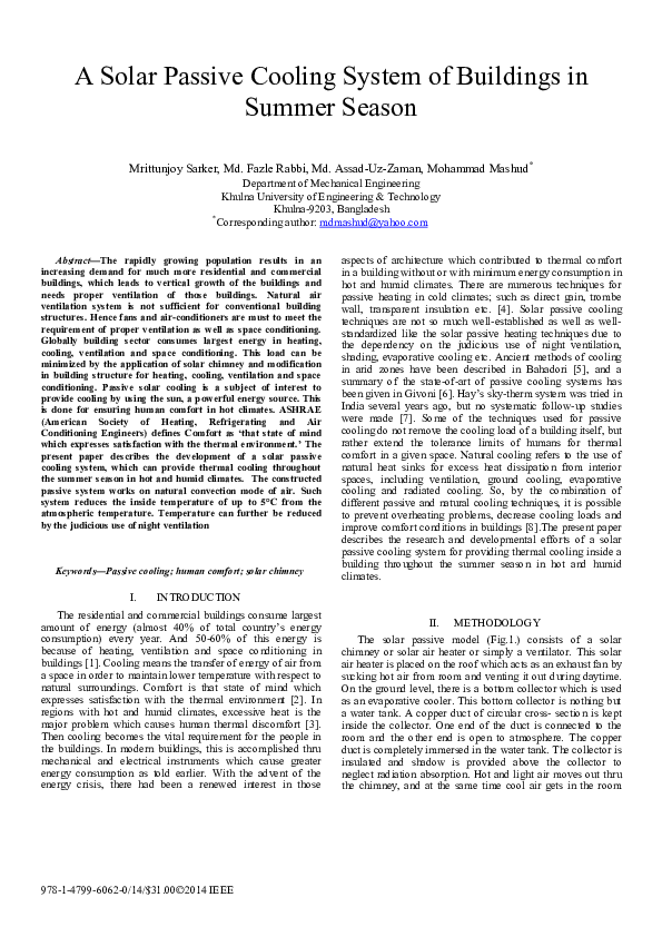 (PDF) A solar passive cooling system of buildings in summer season