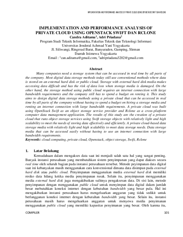 (PDF) Implementation and Performance Analysis of Private Cloud Using ...