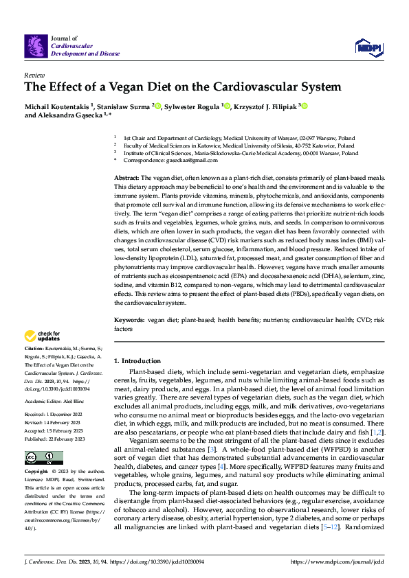 (PDF) The Effect of a Vegan Diet on the Cardiovascular System