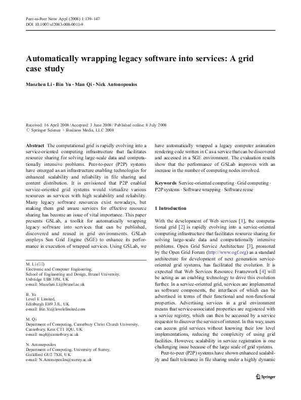 (PDF) Automatically wrapping legacy software into services: A grid case ...