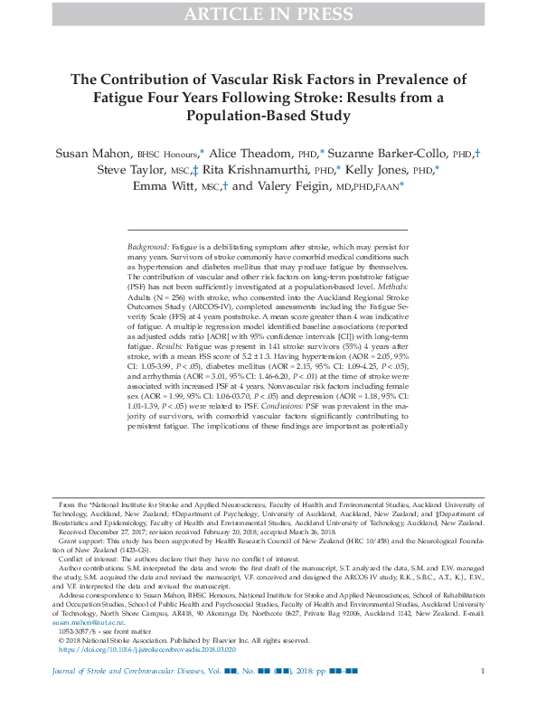 (PDF) The Contribution of Vascular Risk Factors in Prevalence of ...
