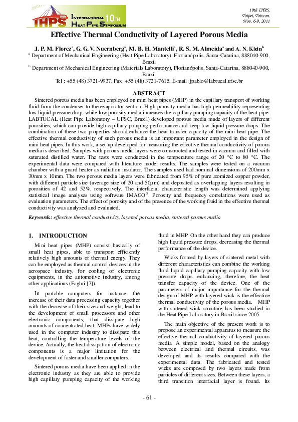 (PDF) Effective thermal conductivity of sintered porous media: Model ...