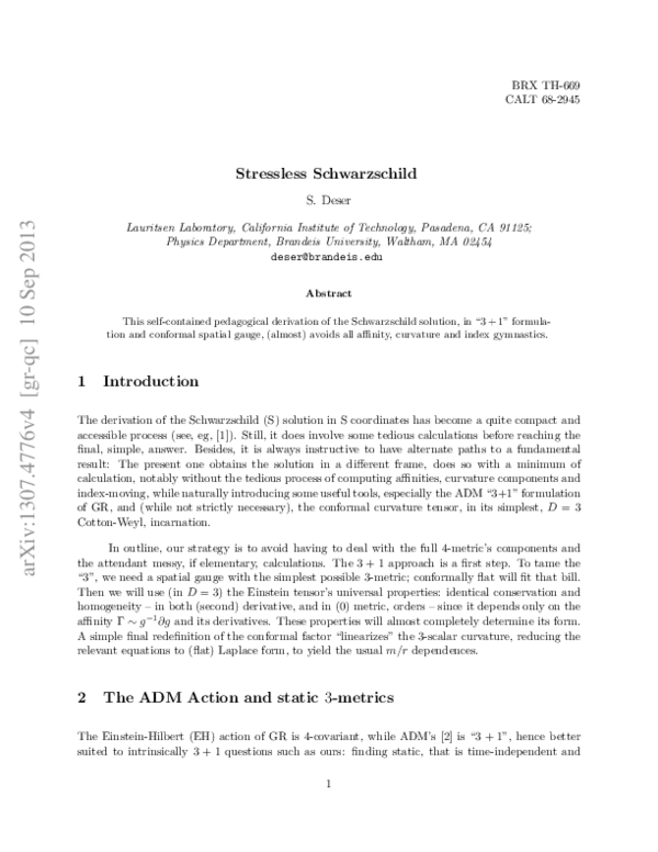 (PDF) Stressless Schwarzschild