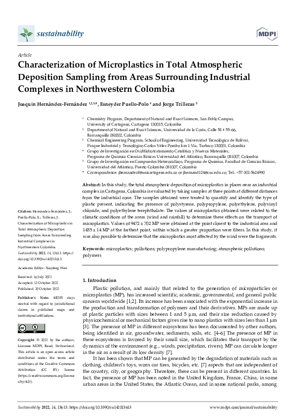 (PDF) Characterization of Microplastics in Total Atmospheric Deposition ...