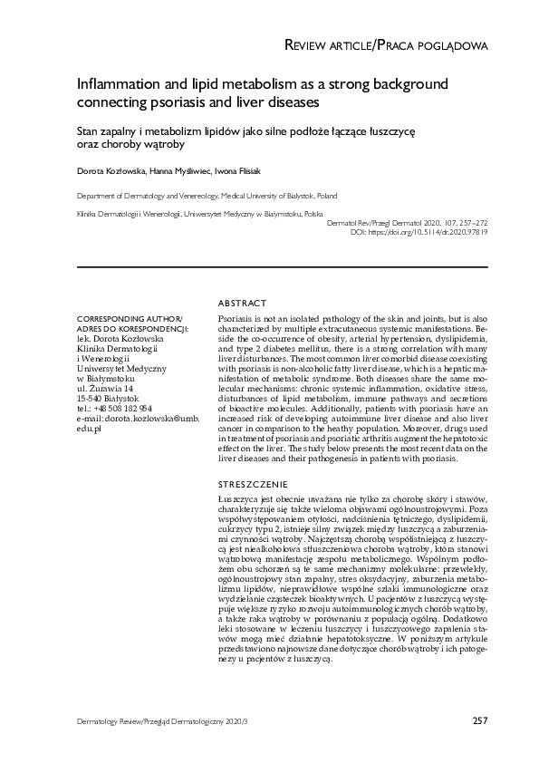 (PDF) Inflammation and lipid metabolism as a strong background ...