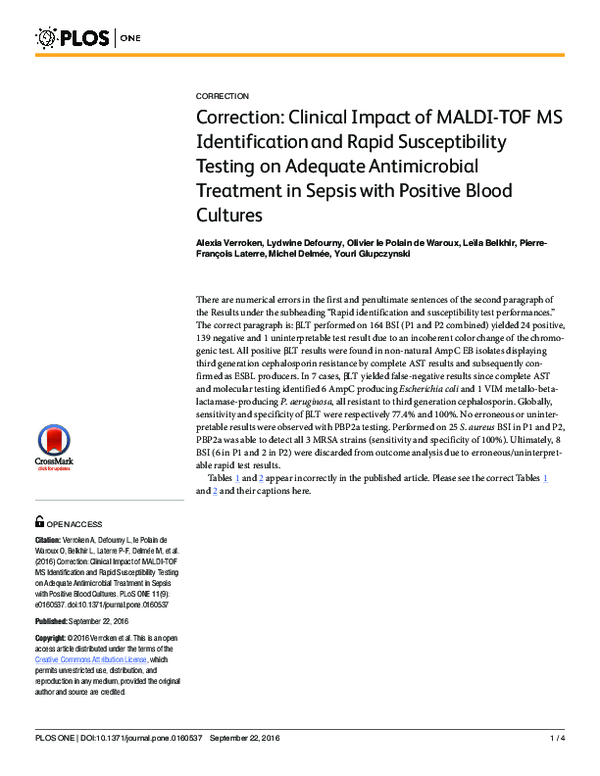 (PDF) Correction: Clinical Impact of MALDI-TOF MS Identification and ...