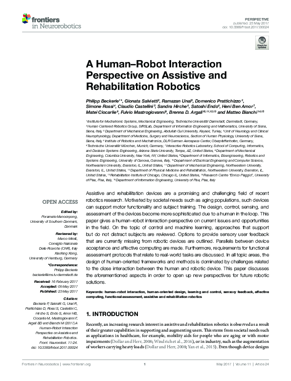 (PDF) A Human-Robot Interaction Perspective on Assistive and ...