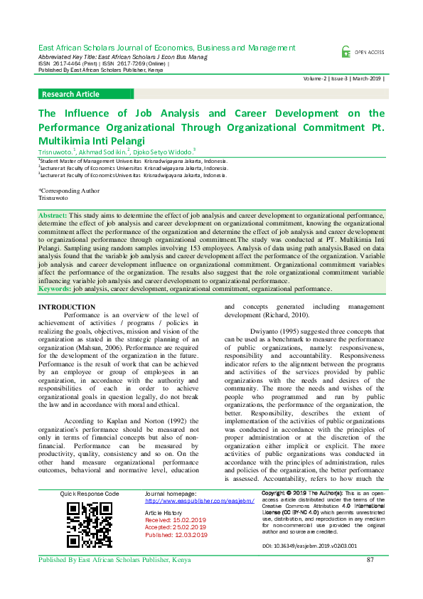 (PDF) The Influence of Job Analysis and Career Development on the ...
