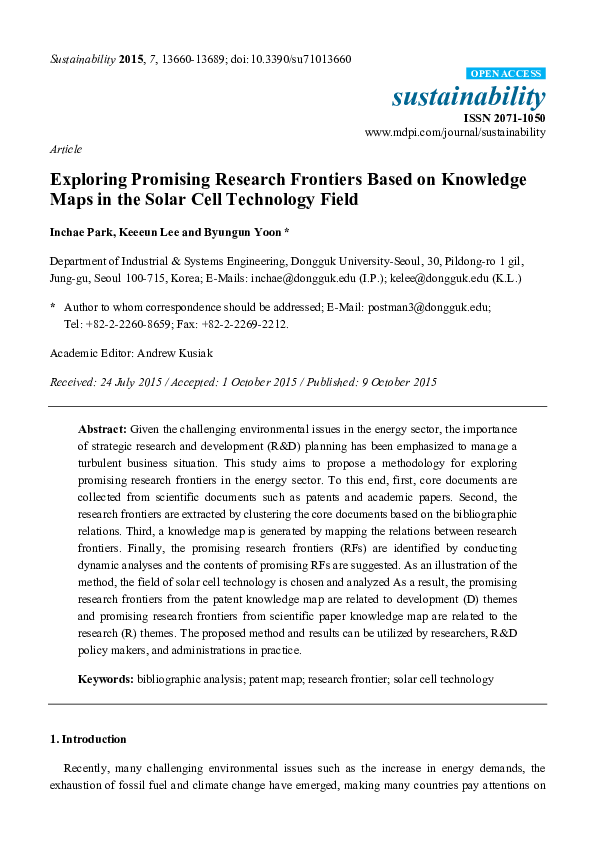 (PDF) Exploring Promising Research Frontiers Based on Knowledge Maps in ...