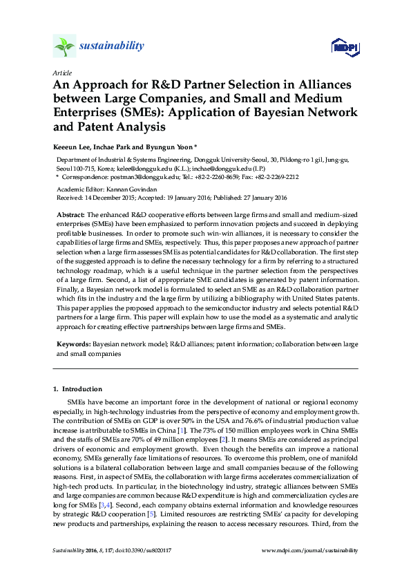  pdf an approach for r d partner selection in alliances between large