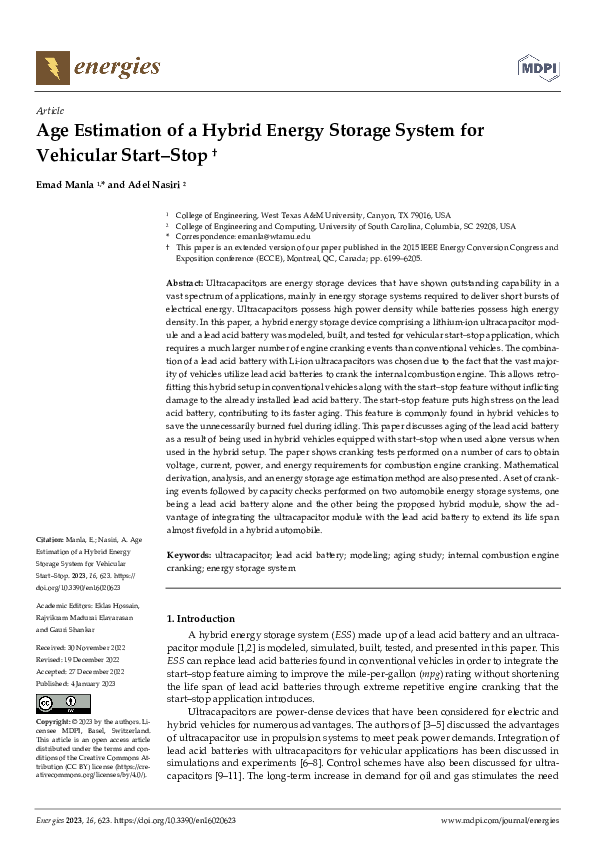 (PDF) Age Estimation of a Hybrid Energy Storage System for Vehicular ...