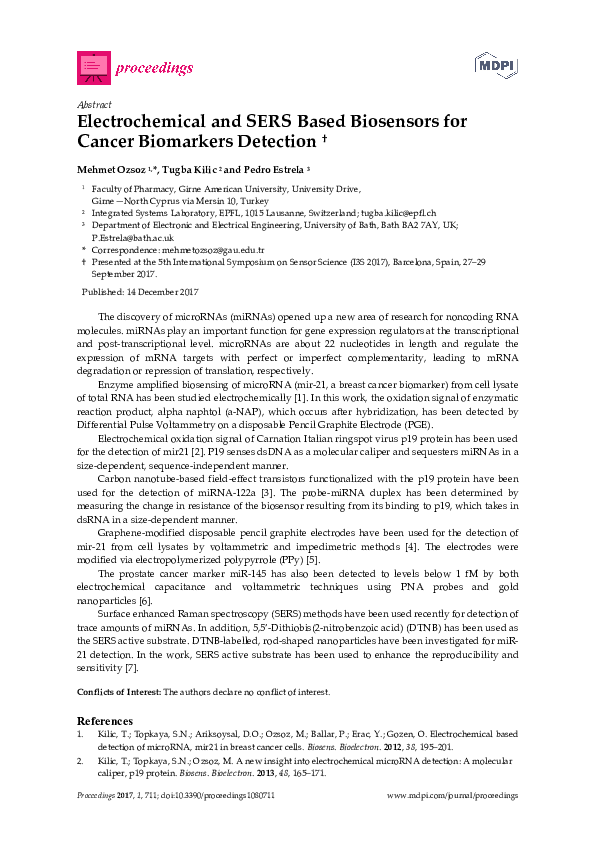 (PDF) Electrochemical and SERS Based Biosensors for Cancer Biomarkers ...