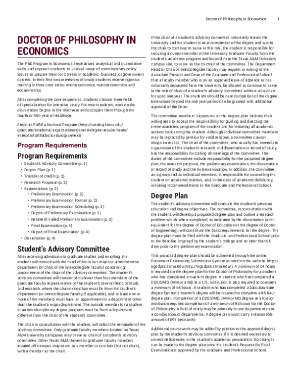 (PDF) Doctor of Philosophy in Economics