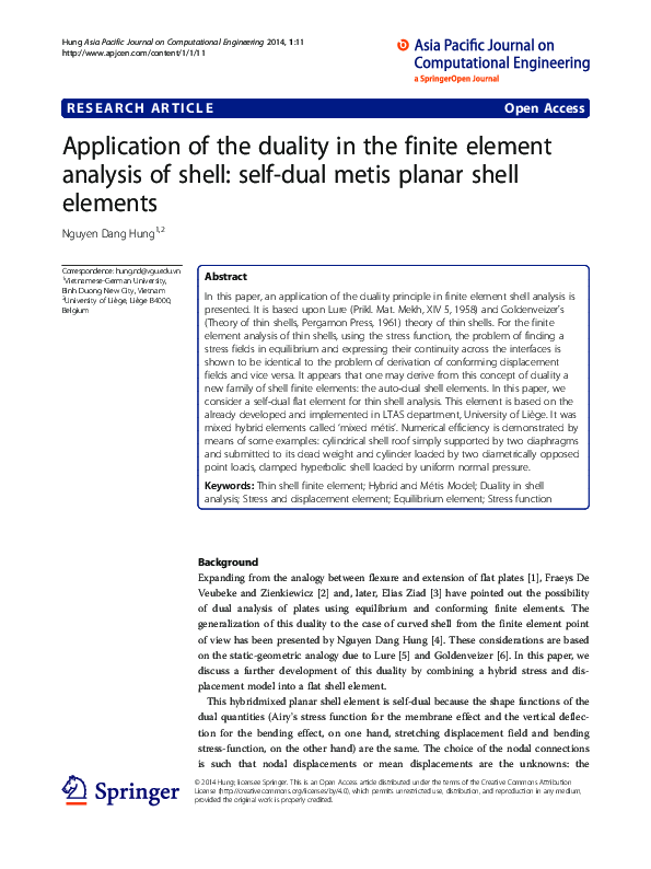 (PDF) Application of the duality in the finite element analysis of ...