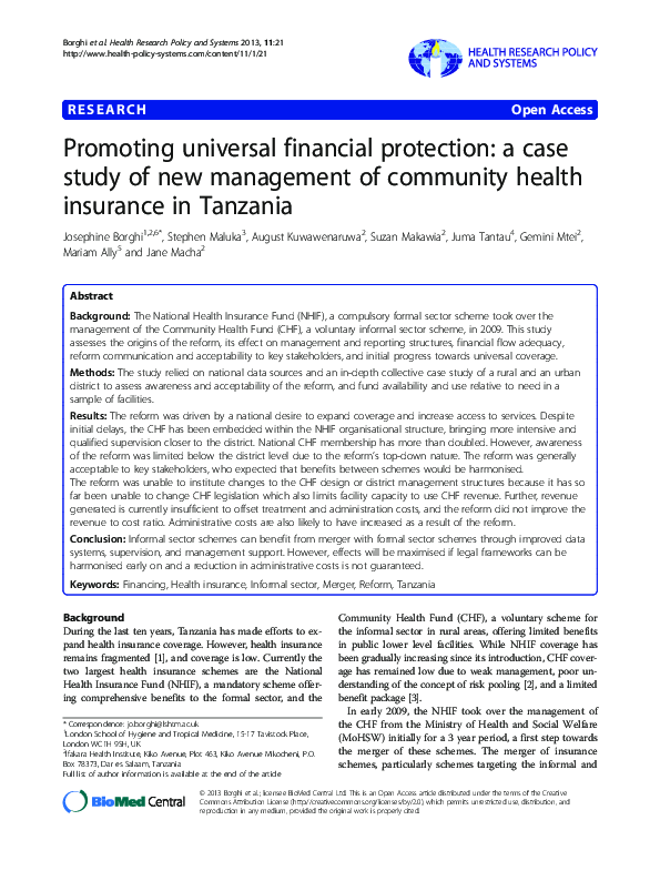 (PDF) Promoting universal financial protection: a case study of new ...