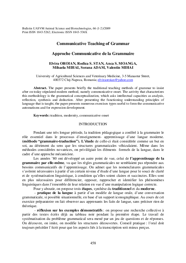 (PDF) Communicative Teaching of Grammar Approche Communicative De La ...