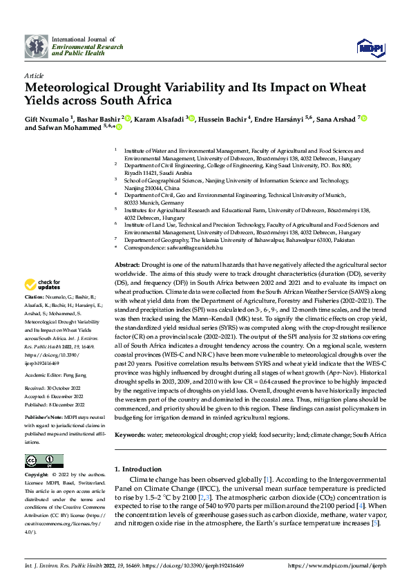 (PDF) Meteorological Drought Variability and Its Impact on Wheat Yields ...