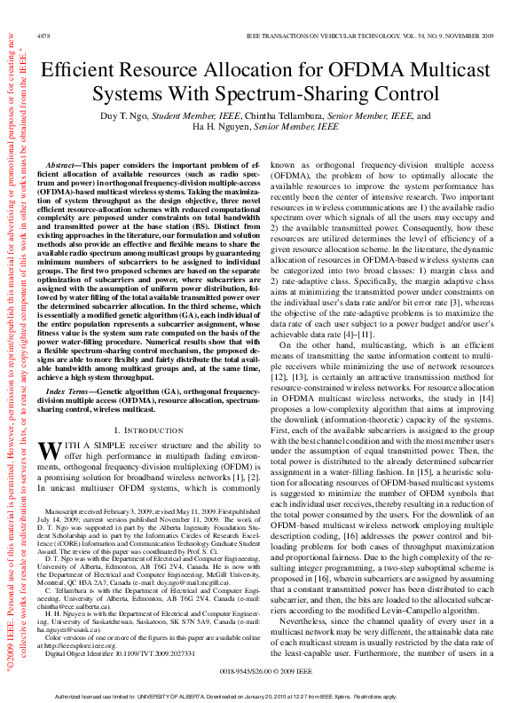 (PDF) Efficient Resource Allocation for OFDMA Multicast Systems With ...