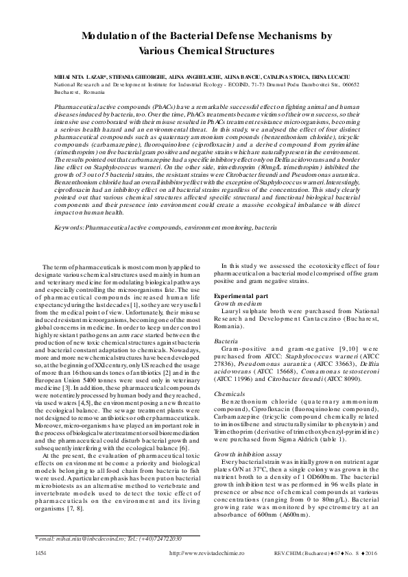 (PDF) Modulation of the bacterial defense mechanisms by various ...