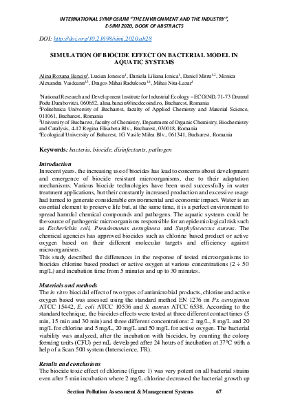 (PDF) Simulation of Biocide Effect on Bacterial Model in Aquatic Systems