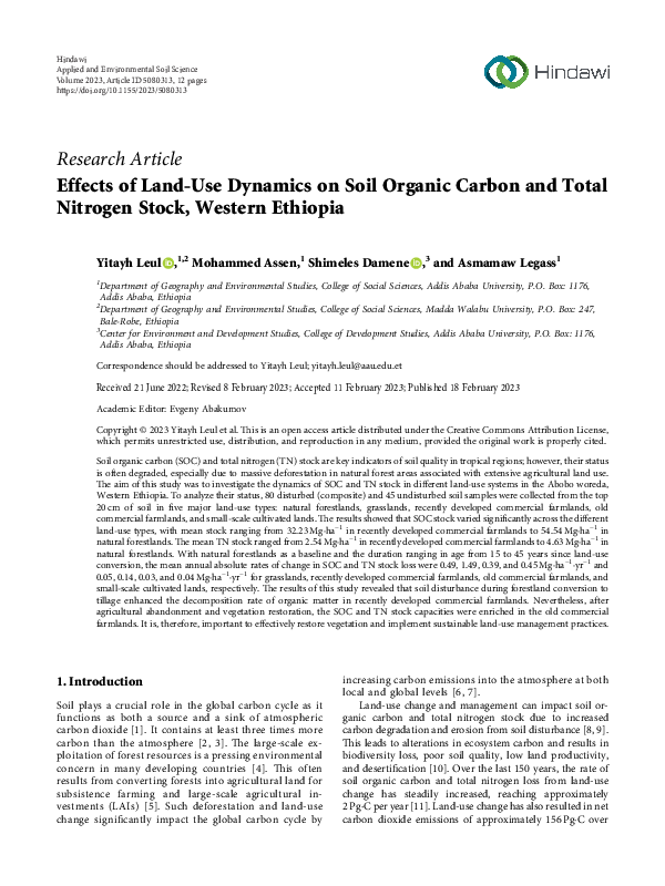 (PDF) Effects of Land-Use Dynamics on Soil Organic Carbon and Total ...