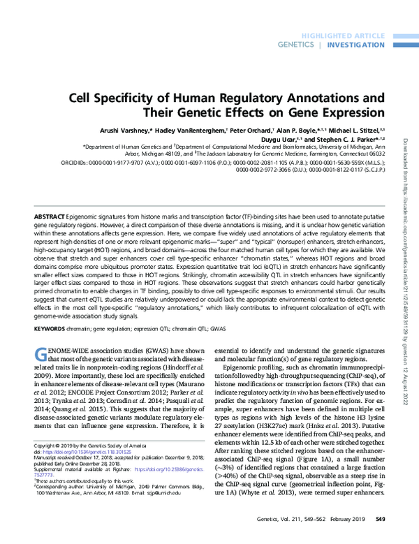(PDF) Cell Specificity of Human Regulatory Annotations and Their ...