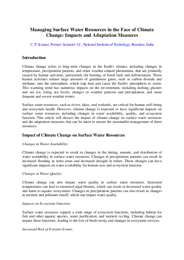 (PDF) Managing Surface Water Resources in the Face of Climate Change ...