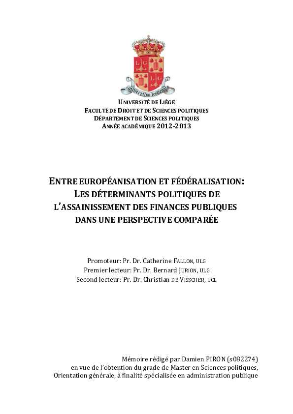(PDF) Entre européanisation et fédéralisation: les déterminants ...