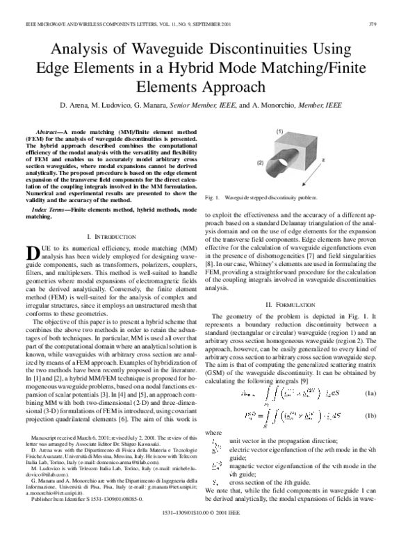 (PDF) Analysis of waveguide discontinuities using edge elements in a ...