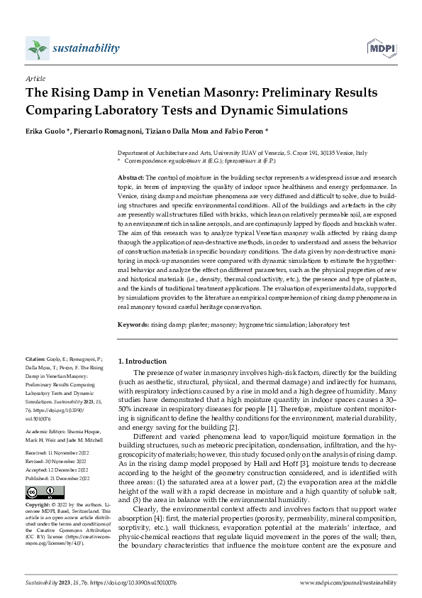 (PDF) The Rising Damp in Venetian Masonry: Preliminary Results ...