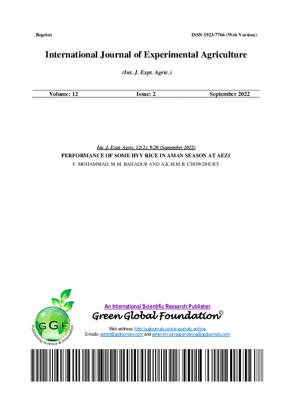 (PDF) PERFORMANCE OF SOME HYV RICE IN AMAN SEASON AT AEZ1