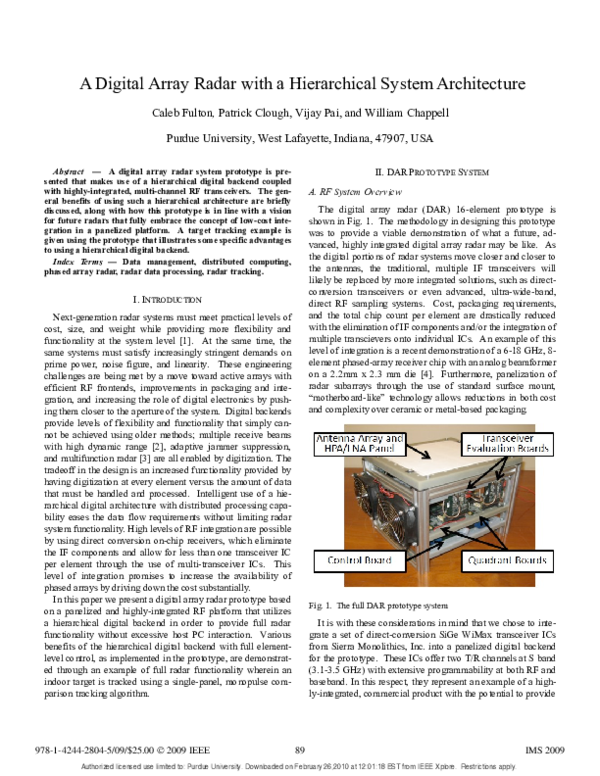 (PDF) A digital array radar with a hierarchical system architecture