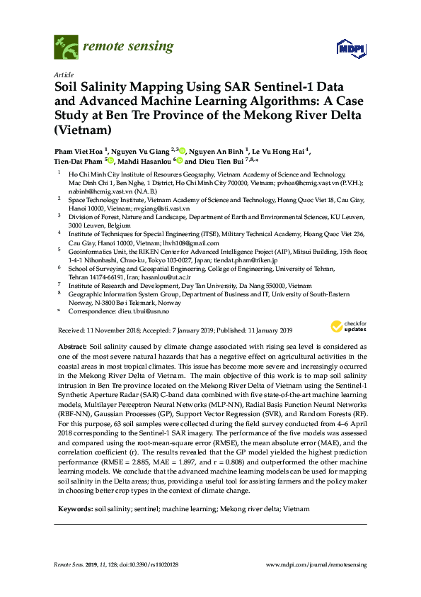 (PDF) Soil Salinity Mapping Using SAR Sentinel-1 Data and Advanced ...