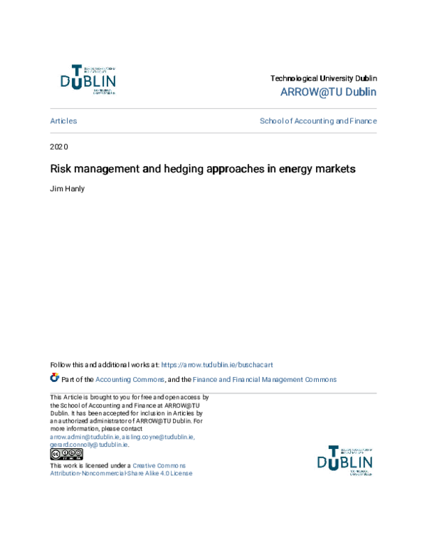 (PDF) Risk Management and Hedging Approaches in Energy Markets